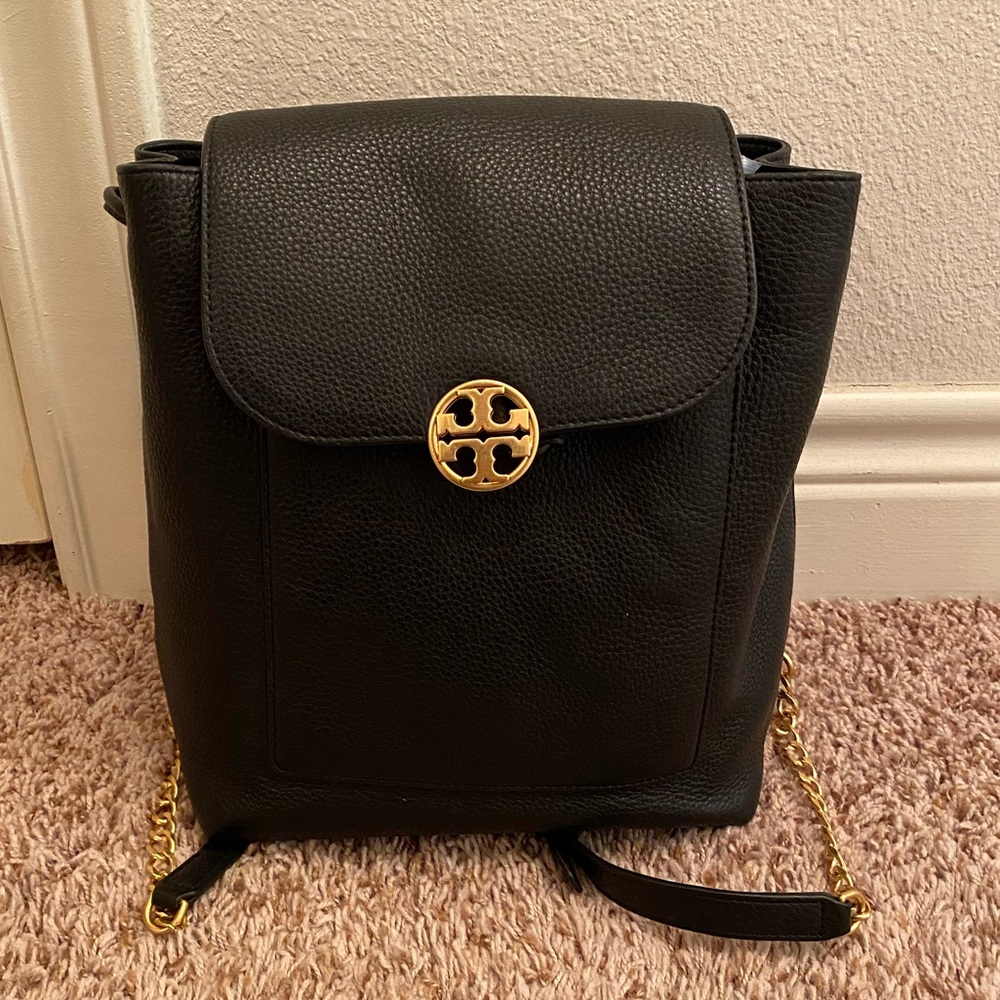 Tory Burch Black leather back pack